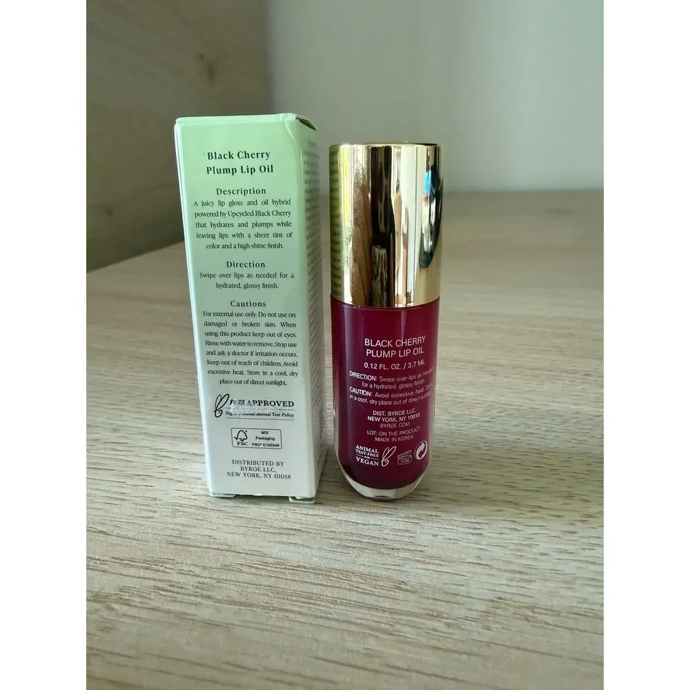 $26 New BYROE Black Cherry Plump Lip Oil 3.7mL Beauty Hydrating Gloss - Picture 5 of 7